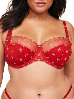 NWT Red Sz 40i Adore Me Plus Size Bettie Contour Balconette Bra Holiday Edition
